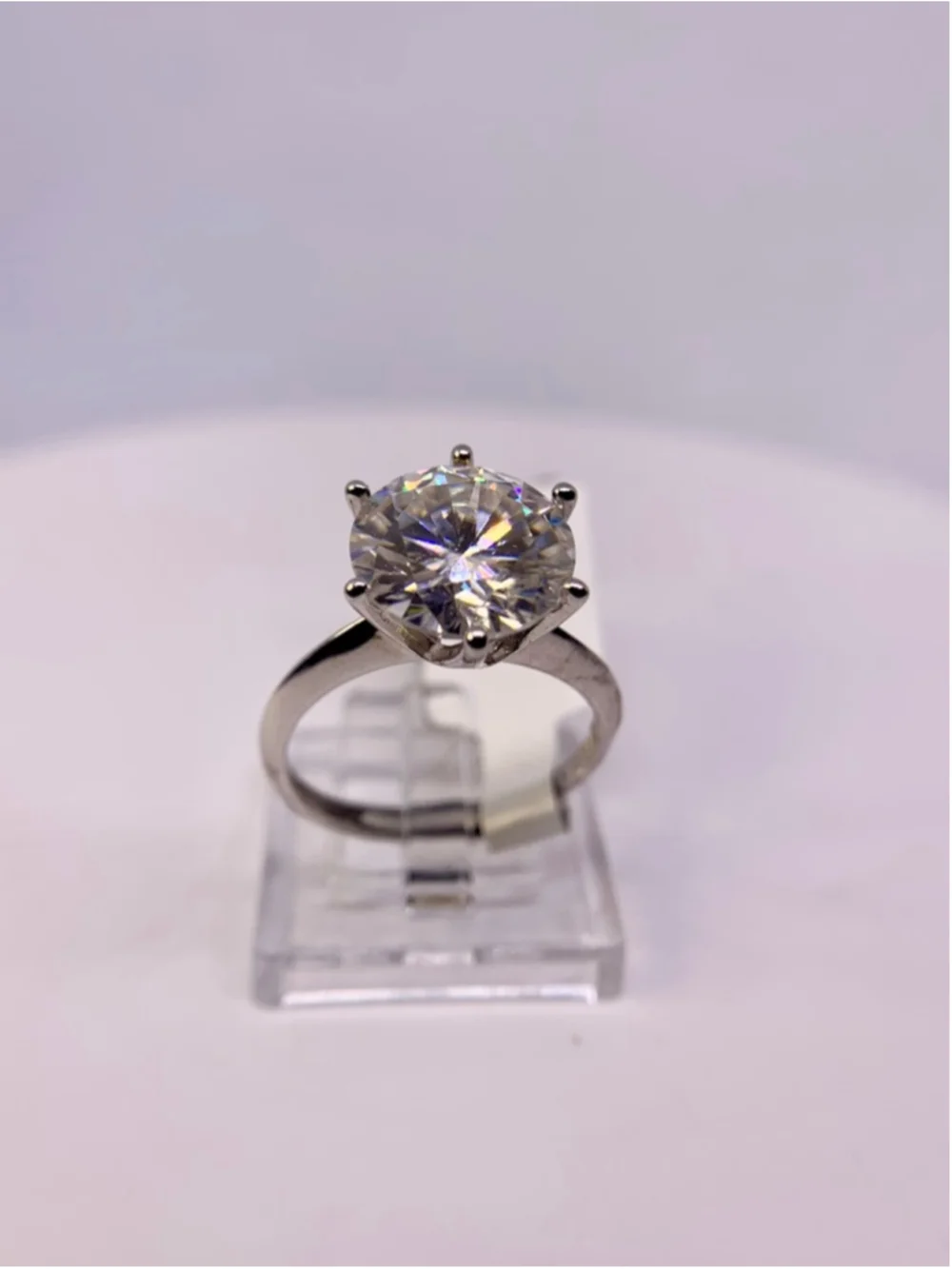 Adjustable Moissanite Ring 5 Ct Brilliant Round Cut Solitaire GRA 925 Silver